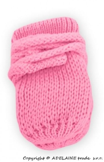 Zimní pletené kojenecké rukavičky - růžové | Velikost koj. oblečení: 86 (12-18m)