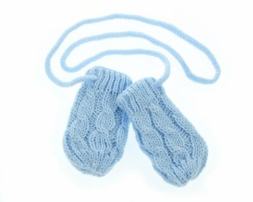 BABY NELLYS Zimní pletené kojenecké rukavičky se vzorem - sv. modré | Velikost koj. oblečení: 12cm r