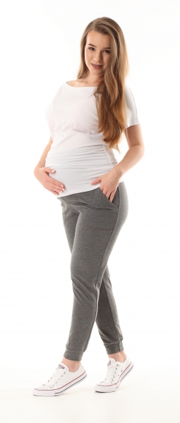Těhotenské kalhoty/tepláky Gregx, Vigo s kapsami - tm. šedé | Velikosti těh. moda: XS (32-34)
