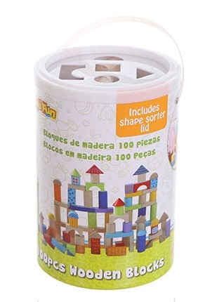 Dřevěné kostky v kyblíku ECO TOYS - 100 kusů Dřevěné kostky v kyblíku ECO TOYS - 100 kusů