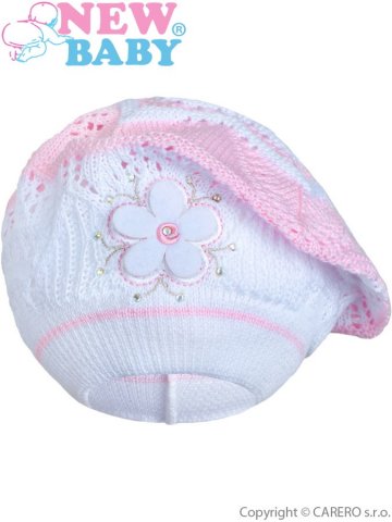 Pletená čepička-baret New Baby světle růžová | Velikost: 104 (3-4r)