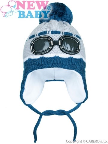 Zimní dětská čepička New Baby brýle šedá | Velikost: 104 (3-4r)