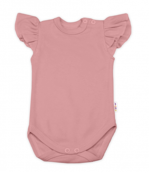 Baby Nellys Bavlněné body Nikolka, krátký rukáv s volánkem - starorůžová | Velikost koj. oblečení: 6 Baby Nellys Bavlněné body Nikolka, krátký rukáv s volánkem - starorůžová | Velikost koj. oblečení: 6