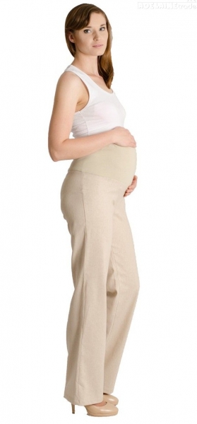 Lněné kalhoty, rovné - letní - béžové | Velikosti těh. moda: L (40)