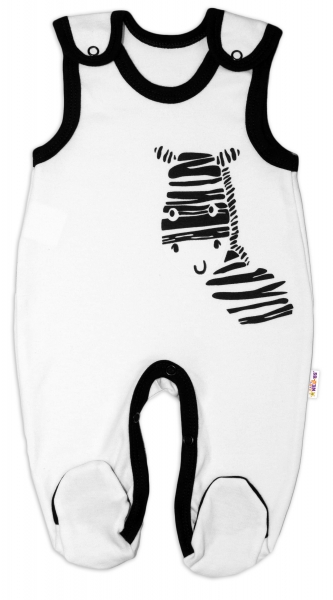 Kojenecké bavlněné dupačky Baby Nellys, Zebra - bílé | Velikost koj. oblečení: 56 (1-2m) 