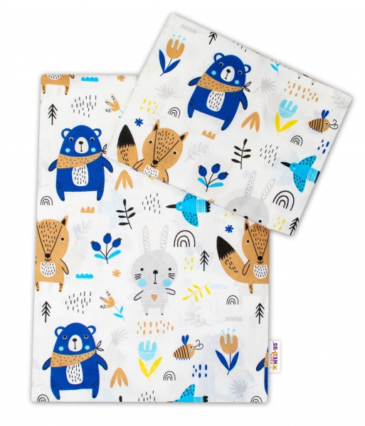 Baby Nellys 2 dílné bavlněné povlečení - Forest boy - bílé | Velikost povlečení: 135x100 Baby Nellys 2 dílné bavlněné povlečení - Forest boy - bílé | Velikost povlečení: 135x100