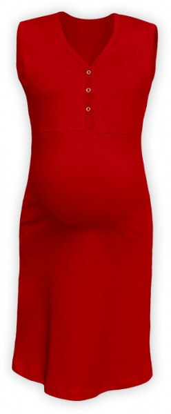 Těhotenská, kojící noční košile PAVLA bez rukávu - červená 