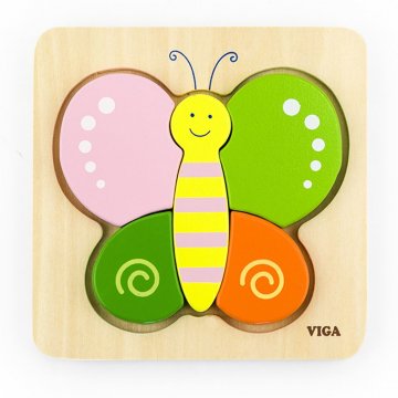 Dřevěné puzzle pro nejmenší Viga Motýl | Velikost: 