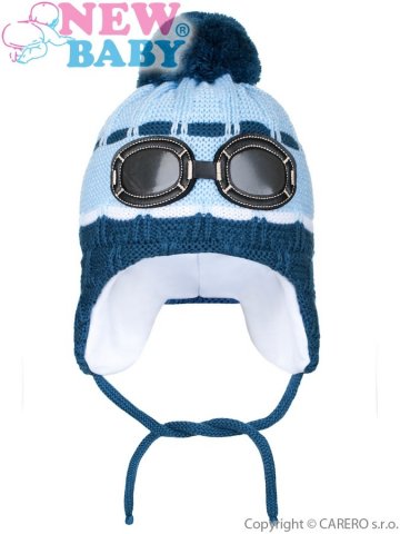 Zimní dětská čepička New Baby brýle světle modrá | Velikost: 104 (3-4r)