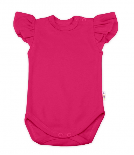 Baby Nellys Bavlněné body Nikolka, krátký rukáv s volánkem - tm. růžové, malina | Velikost koj. oble Baby Nellys Bavlněné body Nikolka, krátký rukáv s volánkem - tm. růžové, malina | Velikost koj. oble