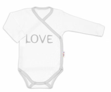 Baby Nellys Body dlouhý rukáv Love - zapínání bokem, bílé | Velikost koj. oblečení: 62 (2-3m)