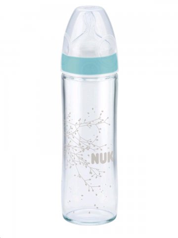 Skleněná kojenecká láhev NUK New Classic 240 ml modrá | Velikost: 
