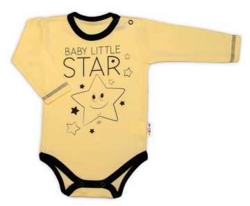 Baby Nellys Body dlouhý rukáv, žluté, Baby Little Star 