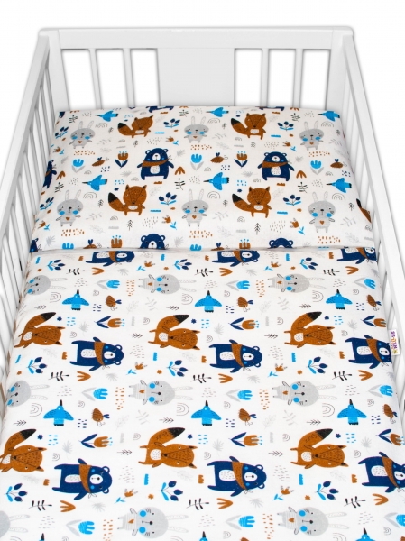 Baby Nellys 2 dílné flanelové povlečení - Forest boy - bílé | Velikost povlečení: 120x90 Baby Nellys 2 dílné flanelové povlečení - Forest boy - bílé | Velikost povlečení: 120x90