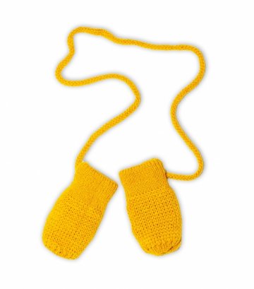 BABY NELLYS Zimní pletené kojenecké rukavičky - hořčicové | Velikost koj. oblečení: 12cm rukavičky