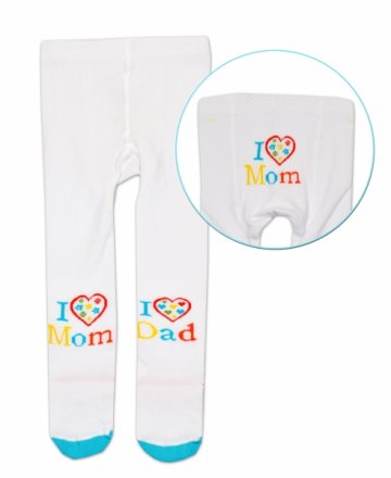 Bavlněné punčocháče Baby Nellys ® - I love Mom, I love Dad - bílé | Velikost koj. oblečení: 92/98