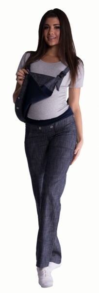 Těhotenské kalhoty s láclem - granátový melírek 