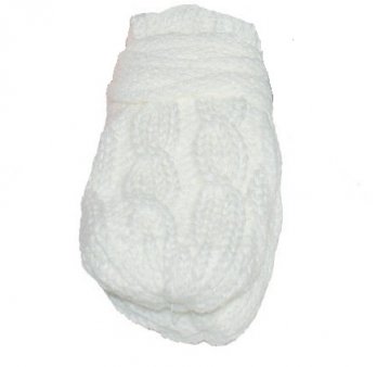 BABY NELLYS Zimní pletené kojenecké rukavičky se vzorem - bílé | Velikost koj. oblečení: 0-1rok