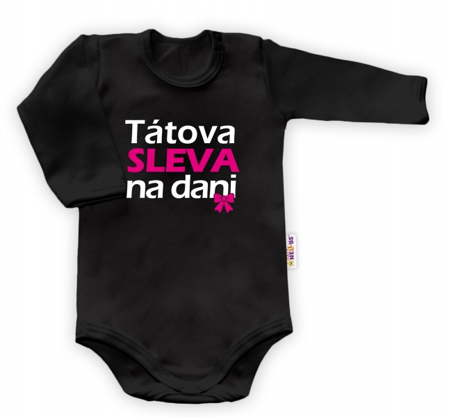 Body dlouhý rukáv Dejna Tátova sleva na dani, černé - růžovo/bílý potisk | Velikost koj. oblečení: 6 Body dlouhý rukáv Dejna Tátova sleva na dani, černé - růžovo/bílý potisk | Velikost koj. oblečení: 6