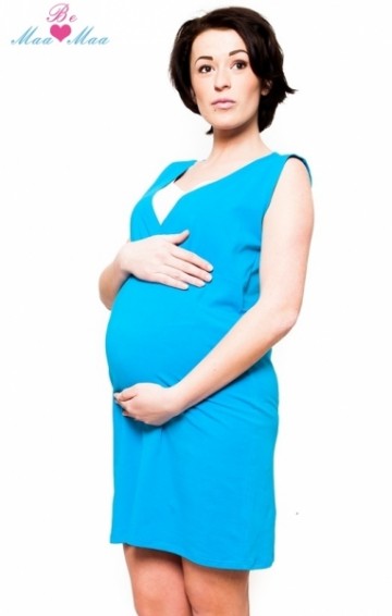 Těhotenská, kojící noční košile Iris - modrá | Velikosti těh. moda: S/M