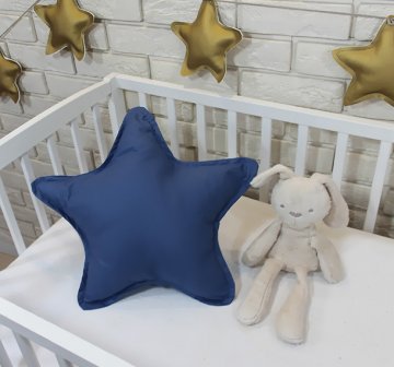 Baby Nellys Dekorační oboustranný polštářek - Hvězdička, 45 cm - tmavě modrý