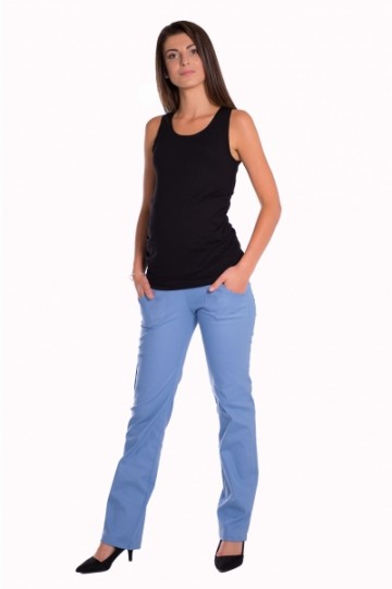 Bavlněné, těhotenské kalhoty s kapsami - sv. modré | Velikosti těh. moda: S (36)