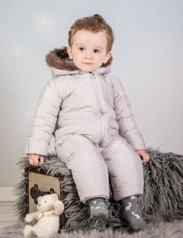 Kombinéza s kapucí a kožíškem Baby Nellys ®prošívaná, bez šlapek - sv. šedá | Velikost koj. oblečení