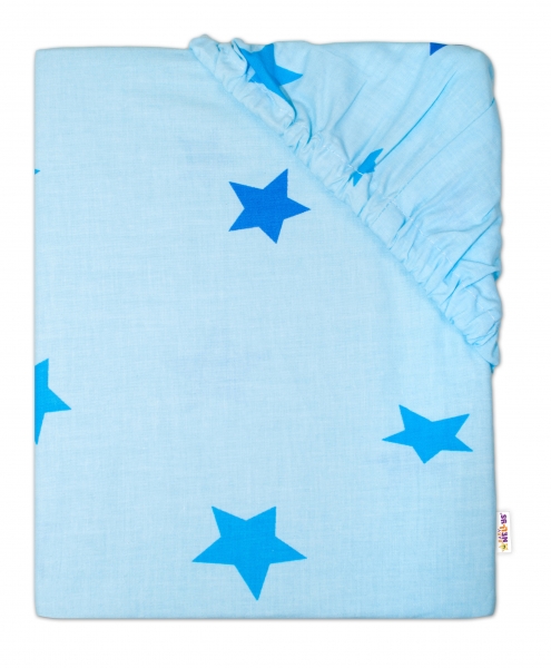 Baby Nellys Dětské bavlněné prostěradlo do postýlky - Hvězdičky modré | Rozměry: 120x60 Baby Nellys Dětské bavlněné prostěradlo do postýlky - Hvězdičky modré | Rozměry: 120x60