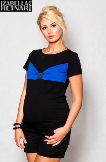 Těhotenské triko/halenka LOLA - černá/modrá