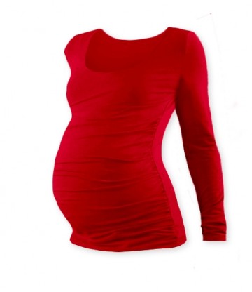 Těhotenské triko Johanka s dlouhým rukávem - červená 