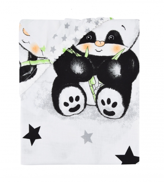 Baby Nellys Dětské bavlněné prostěradlo do postýlky - Panda bílá Baby Nellys Dětské bavlněné prostěradlo do postýlky - Panda bílá