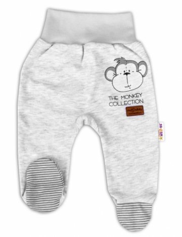 Baby Nellys Kojenecké polodupačky Monkey - sv. šedý melírek | Velikost koj. oblečení: 86 (12-18m)
