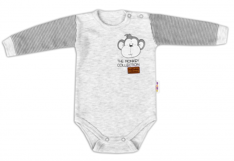 Baby Nellys Body dlouhý rukáv Monkey - sv. šedý melírek | Velikost koj. oblečení: 68 (4-6m) Baby Nellys Body dlouhý rukáv Monkey - sv. šedý melírek | Velikost koj. oblečení: 68 (4-6m)