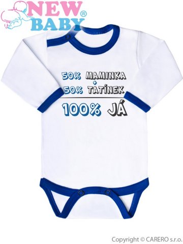 Body s potiskem New Baby 50% MAMINKA + 50% TATÍNEK - 100% JÁ modré 