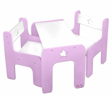 Sada nábytku Star - Stůl + 2 x židle - růžová s bílou, D19
