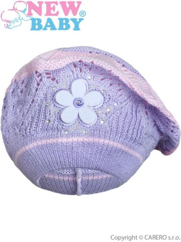 Pletená čepička-baret New Baby fialová | Velikost: 104 (3-4r)
