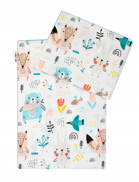 Baby Nellys 2 dílné bavlněné povlečení - Forest girl - bílé | Velikost povlečení: 120x90 Baby Nellys 2 dílné bavlněné povlečení - Forest girl - bílé | Velikost povlečení: 120x90