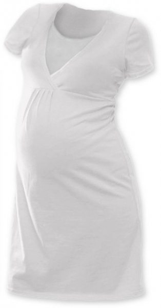 Těhotenská, kojící noční košile JOHANKA krátký rukáv - smetanová 