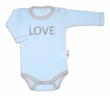 Baby Nellys Body dlouhý rukáv Love - modré | Velikost koj. oblečení: 56 (1-2m) 