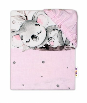 Baby Nellys Dětské bavlněné prostěradlo do postýlky - Medvídek Koala, růžové | Rozměry: 140x70